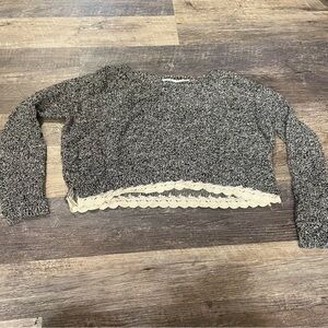 Kimchi Blue Size Small black knit sweater with lace trim detail